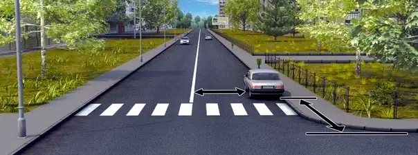 Иллюстрация к вопросу: В каком случае водителю разрешается поставить автомобиль на стоянку в указанном месте?
